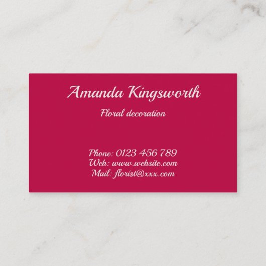 Bloemen decoraties business dank u kaart contactkaartje (Achterkant)