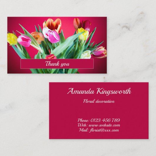 Bloemen decoraties business dank u kaart contactkaartje (Voorkant / Achterkant)