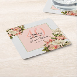 Bloemen decoraties Vrouwelijke verjaardag Kartonnen Onderzetters