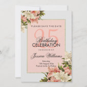 Bloemen decoraties Vrouwelijke verjaardag Save The Date (Voorkant)