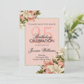 Bloemen decoraties Vrouwelijke verjaardag Save The Date (Staand voorkant)