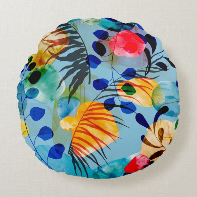  bloemen decoratieve eye-catching rond kussen (Voorkant)