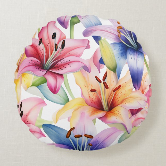  bloemen decoratieve eye-catching rond kussen (Voorkant)