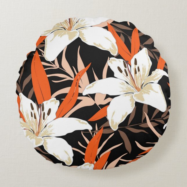  bloemen decoratieve eye-catching rond kussen (Voorkant)