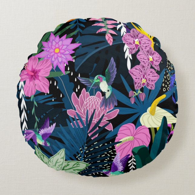  bloemen decoratieve eye-catching rond kussen (Voorkant)