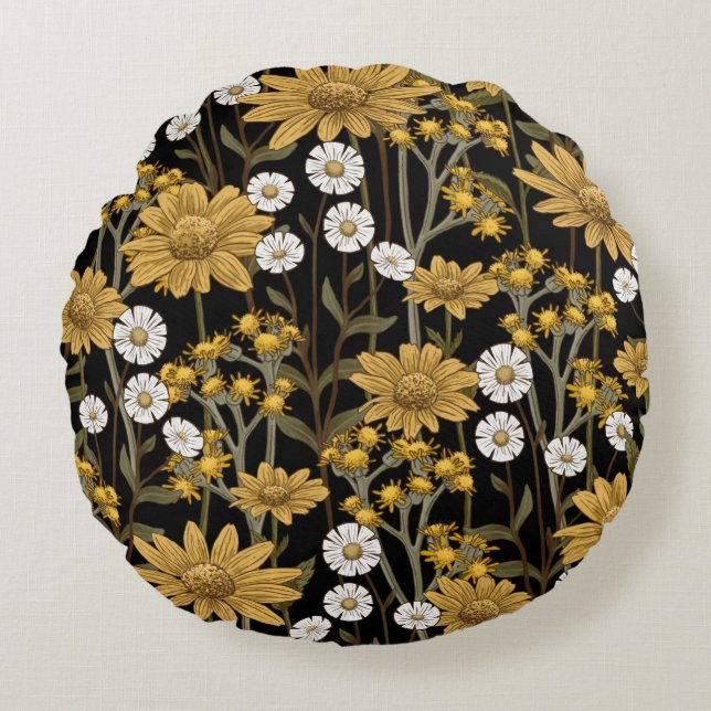  bloemen decoratieve eye-catching rond kussen (Voorkant)