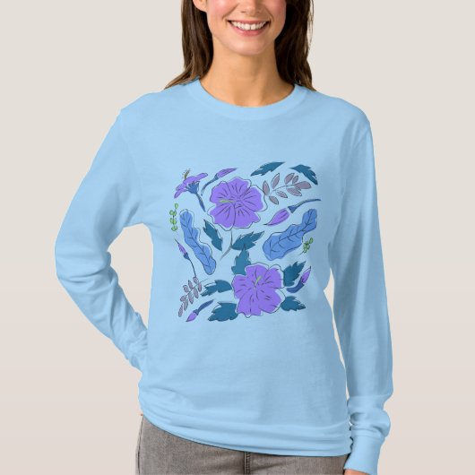 Bloemen decoratieve lijn art Shirt (Voorkant)