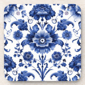 Bloemen Delfts Blauw Bier Onderzetter (Voorkant)