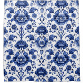Bloemen Delfts Blauw Douchegordijn (Voorkant)