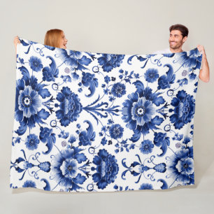 Bloemen Delfts Blauw Fleece Deken