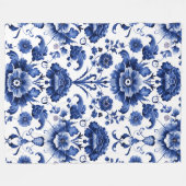 Bloemen Delfts Blauw Fleece Deken (Voorkant (Horizontaal))