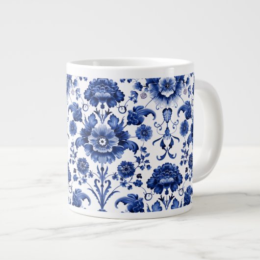Bloemen Delfts Blauw Grote Koffiekop (Voorkant rechts)