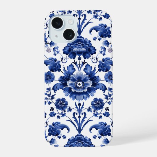 Bloemen Delfts Blauw iPhone 15 Case (Achterkant)