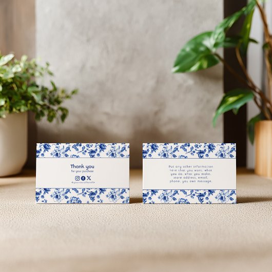 Bloemen Delfts Blauw Sociale Bedankt Informatiekaartje