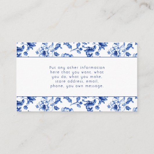 Bloemen Delfts Blauw Sociale Bedankt Informatiekaartje (Achterkant)