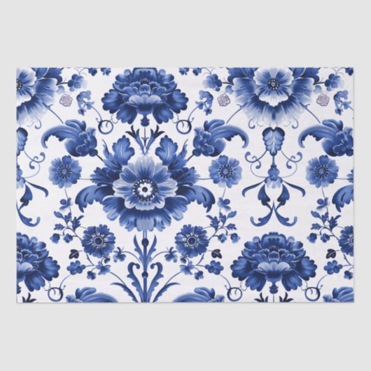 Bloemen Delfts Blauw Tissuepapier (Voorkant)