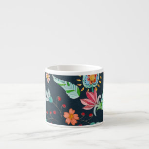 Bloemen Delight: Waterverf bloementextuur Espresso Kop