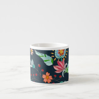 Bloemen Delight: Waterverf bloementextuur Espresso Kop