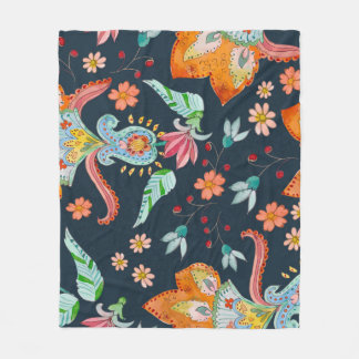 Bloemen Delight: Waterverf bloementextuur Fleece Deken