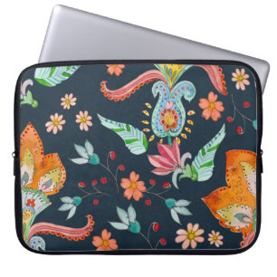 Bloemen Delight: Waterverf bloementextuur Laptop Sleeve