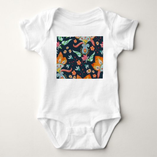 Bloemen Delight: Waterverf bloementextuur Romper (Voorkant)