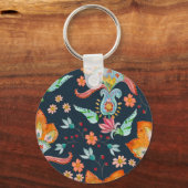 Bloemen Delight: Waterverf bloementextuur Sleutelhanger (Voorkant)