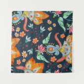 Bloemen Delight: Waterverf bloementextuur Wandkleed (Voorkant (horizontaal))