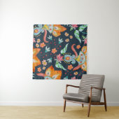 Bloemen Delight: Waterverf bloementextuur Wandkleed (In Situ (horizontaal))