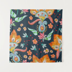 Bloemen Delight: Waterverf bloementextuur Wandkleed