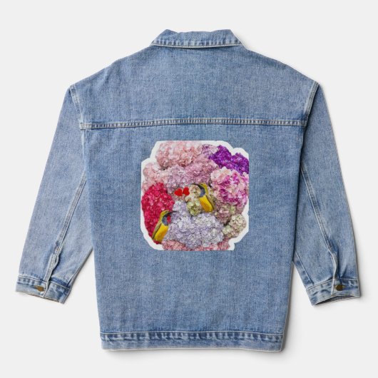 Bloemen denim jas jacket (Achterkant)
