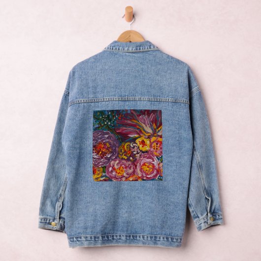 Bloemen denim jeans jas denim jacket (Hangar)