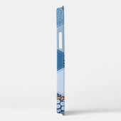 Bloemen, denim patchwork: blauw patroon. Case-Mate iPhone case (Achterkant / Rechts)