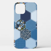 Bloemen, denim patchwork: blauw patroon. Case-Mate iPhone case (Achterkant)