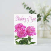 Bloemen denken aan u roze pioenroos Briefkaart (Staand voorkant)
