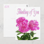 Bloemen denken aan u roze pioenroos Briefkaart (Voorkant / Achterkant)