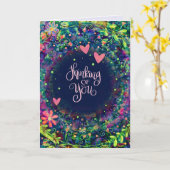 Bloemen denken van je hart Paarse Elegant Kaart (Gele Bloem)