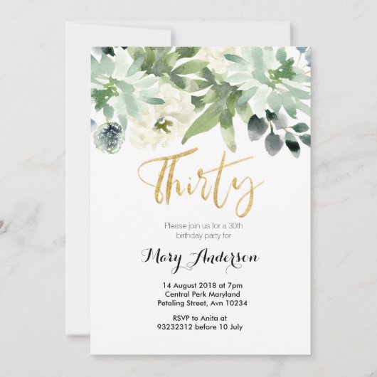 Bloemen Dertig 30ste verjaardag Uitnodiging Cactus (Voorkant)