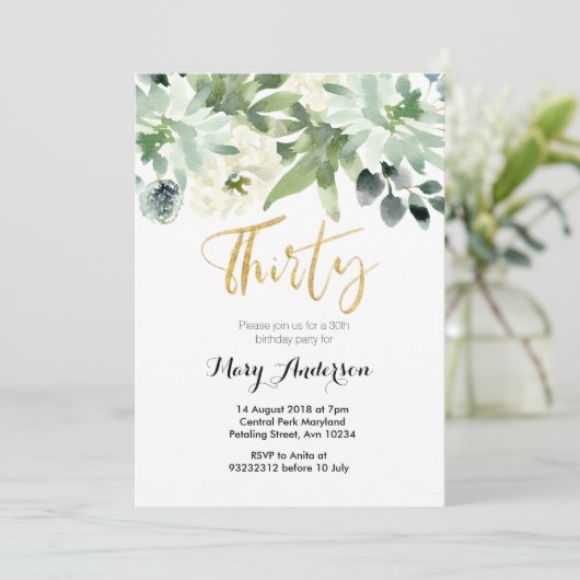 Bloemen Dertig 30ste verjaardag Uitnodiging Cactus (Staand voorkant)