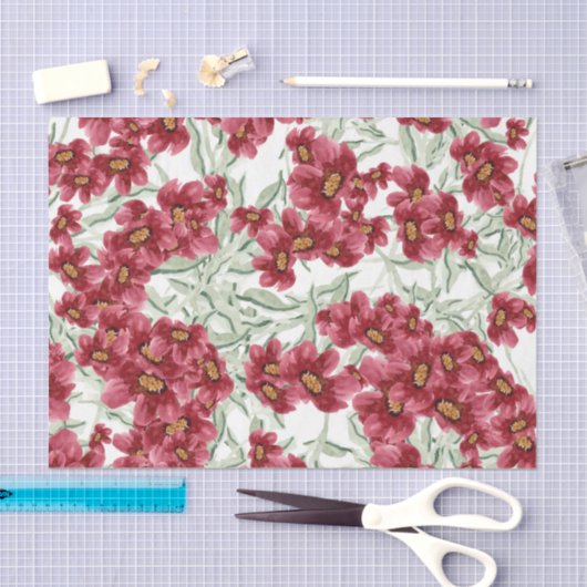 Bloemen (Design 52 Red Series) Tissuepapier (Craft)