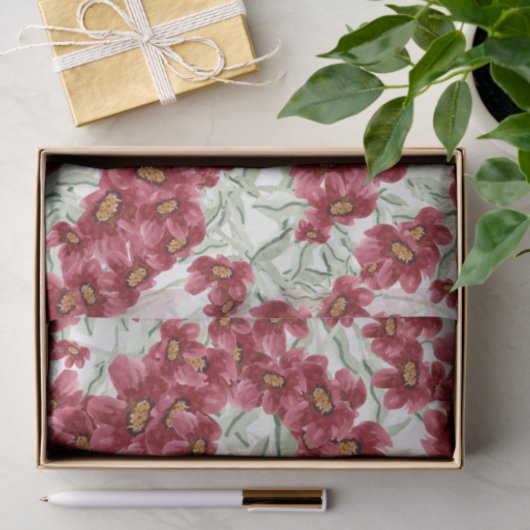 Bloemen (Design 52 Red Series) Tissuepapier (Geschenk)