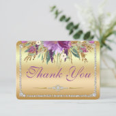 Bloemen Diamanten Bruiloft Dank u Goud Bedankkaart (Staand voorkant)