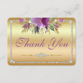 Bloemen Diamanten Bruiloft Dank u Goud Bedankkaart