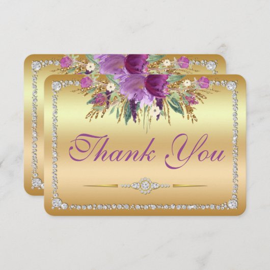 Bloemen Diamanten Bruiloft Dank u Goud Bedankkaart (Voorkant / Achterkant)