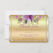 Bloemen Diamanten Bruiloft Dank u Goud Bedankkaart (Achterkant)