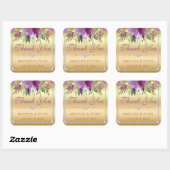 Bloemen Diamanten Bruiloft Dank u Goud Vierkante Sticker (Vel)