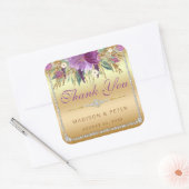 Bloemen Diamanten Bruiloft Dank u Goud Vierkante Sticker (Envelop)
