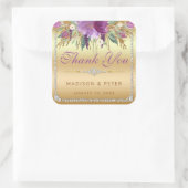 Bloemen Diamanten Bruiloft Dank u Goud Vierkante Sticker (Tas)