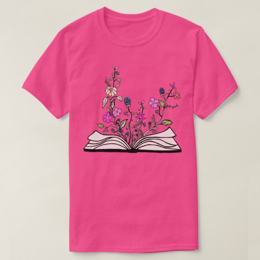 Bloemen die groeien uit een boek 10 t-shirt (Design voorkant)