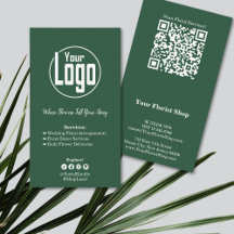 Bloemen Diensten Bloemist Groen Wit Visitekaartje