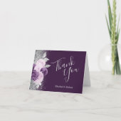 Bloemen diep Paarse zilveren bruiloft dank u Kaart (Voorkant)